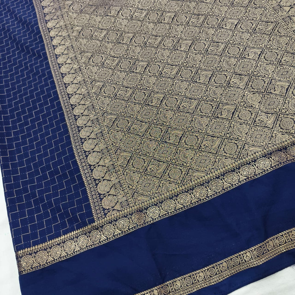 Viscose Crepe Saree- Navy Blue