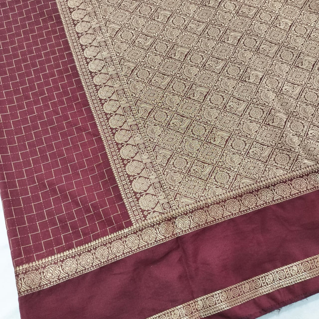 Viscose Crepe Saree- Brown