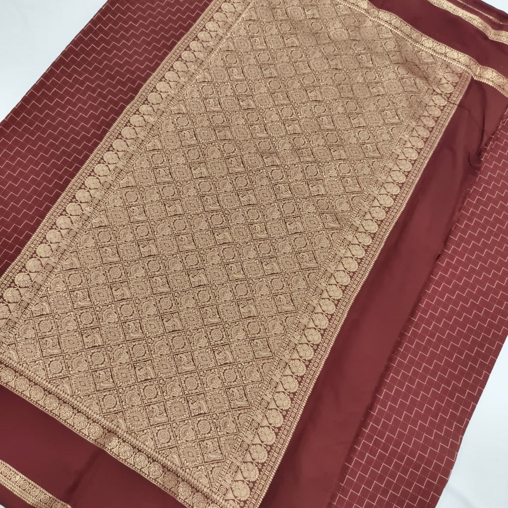 Viscose Crepe Saree- Brown
