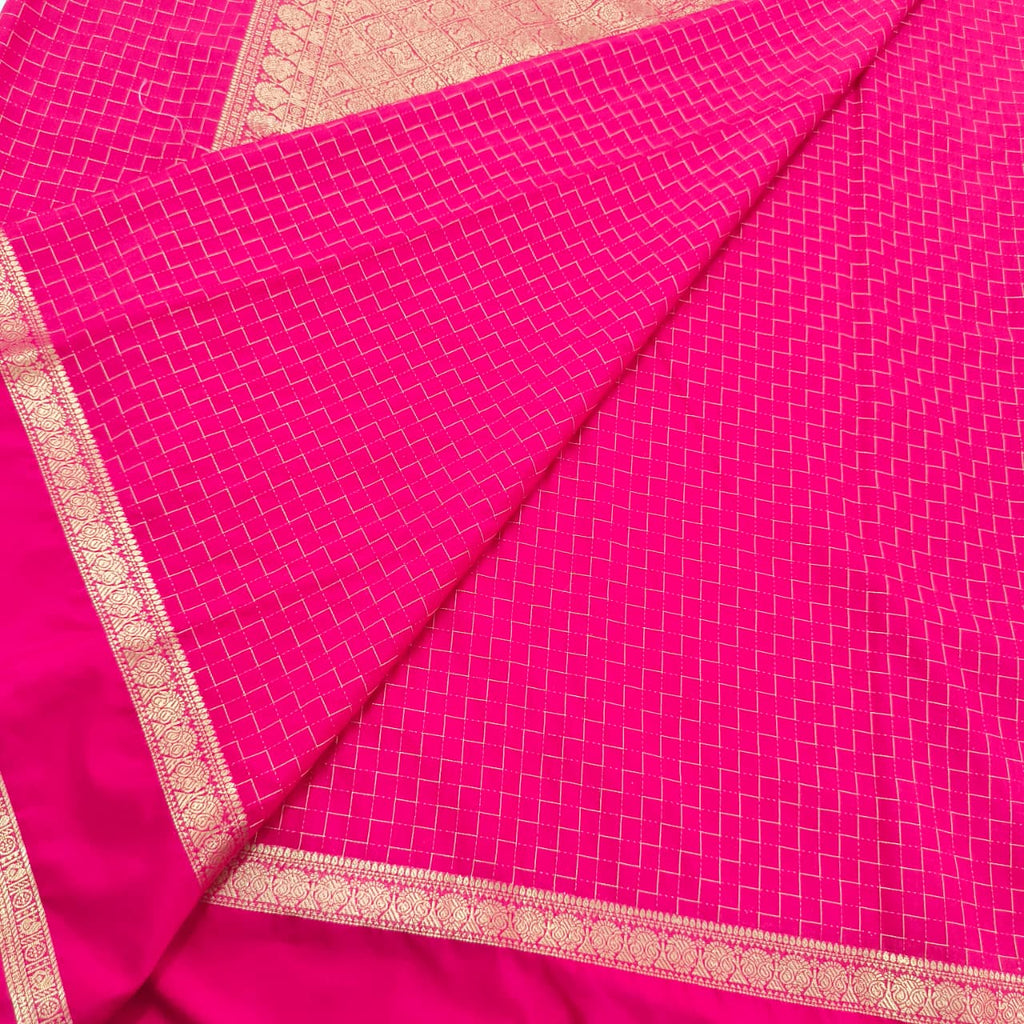 Viscose Crepe Saree- Rani Pink