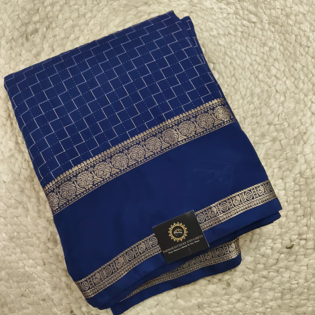 Viscose Crepe Saree- Navy Blue