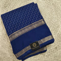 Viscose Crepe Saree- Navy Blue