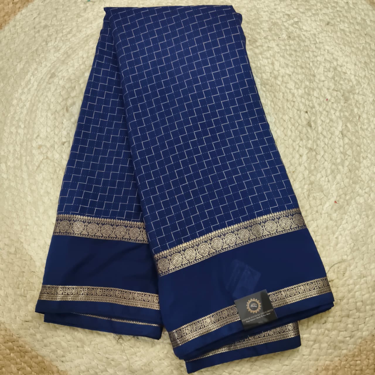 Viscose Crepe Saree- Navy Blue