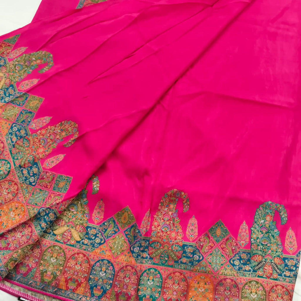 Pashmina Silk Saree- Rani Pink