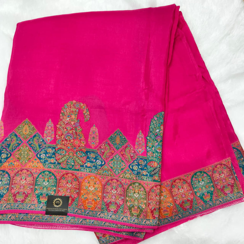 Pashmina Silk Saree- Rani Pink