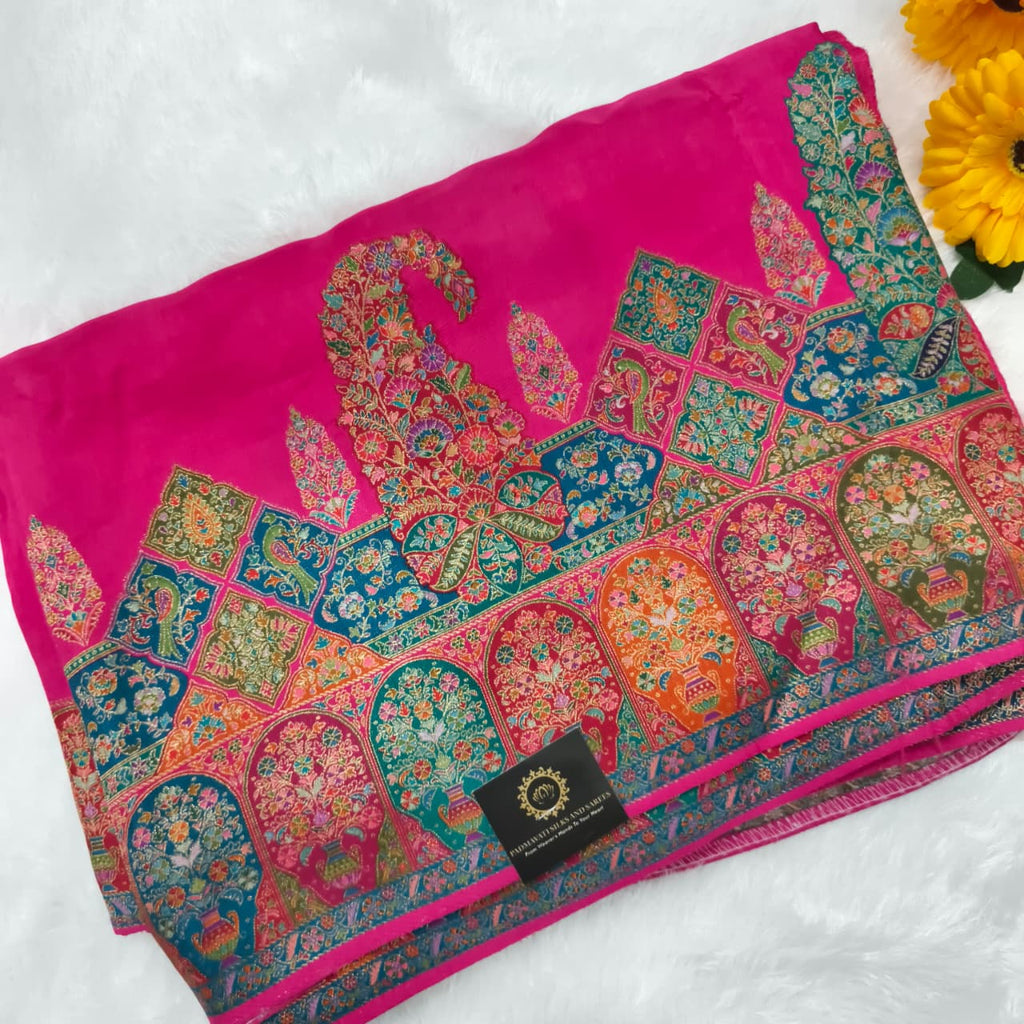 Pashmina Silk Saree- Rani Pink