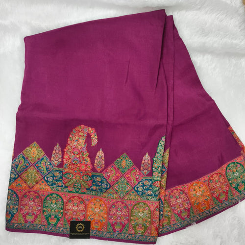 Pashmina Silk Saree- Wine Color