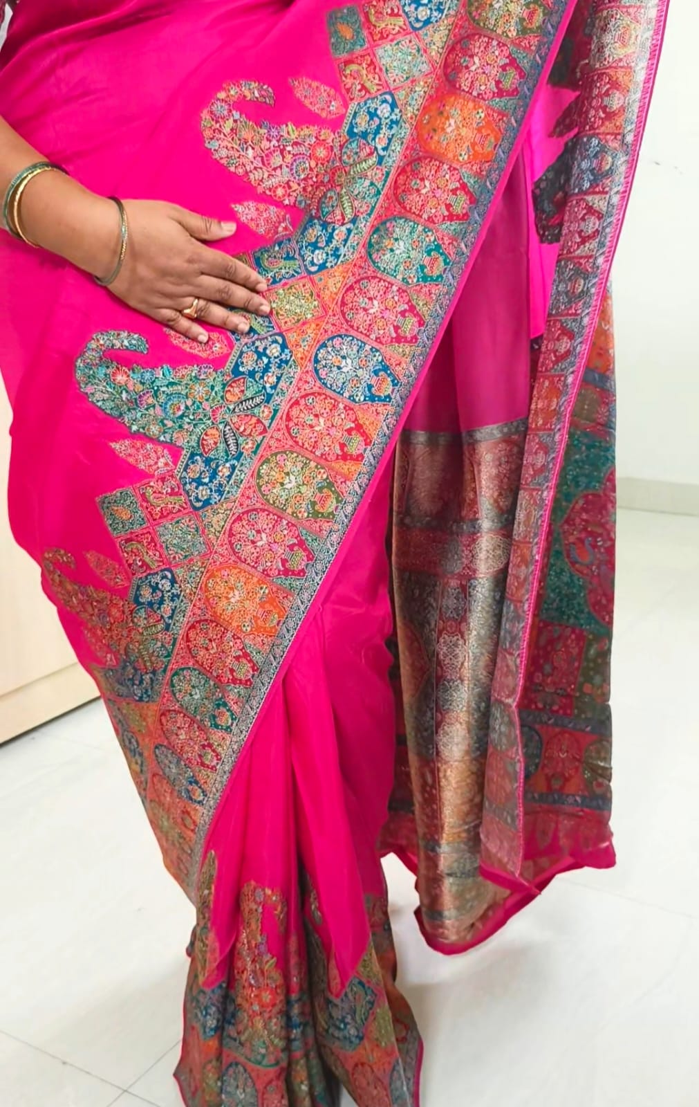 Pashmina Silk Saree- Rani Pink