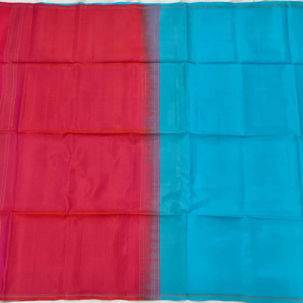 Pure Kanchi Soft Silk Saree – Light Blue and Pink Contrast