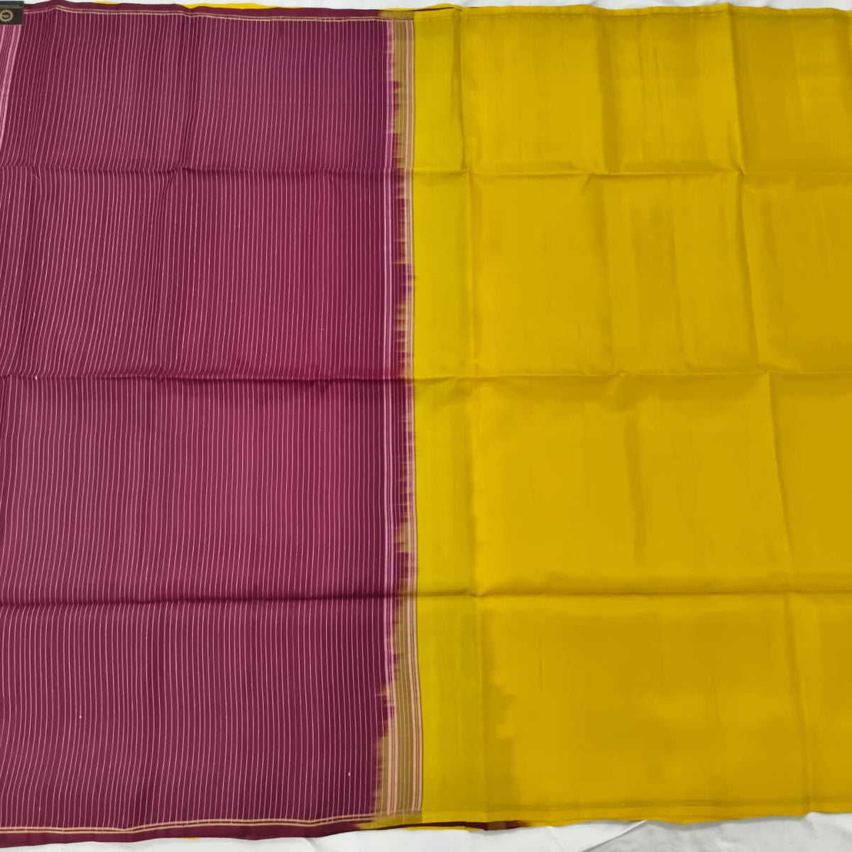 Pure Kanchi Soft Silk Saree – Yellow and Wine Color Contrast
