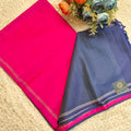 Pure Kanchi Soft Silk Saree – Pink and Navy Blue Contrast