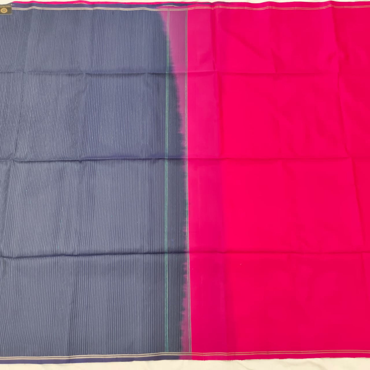Pure Kanchi Soft Silk Saree – Pink and Navy Blue Contrast
