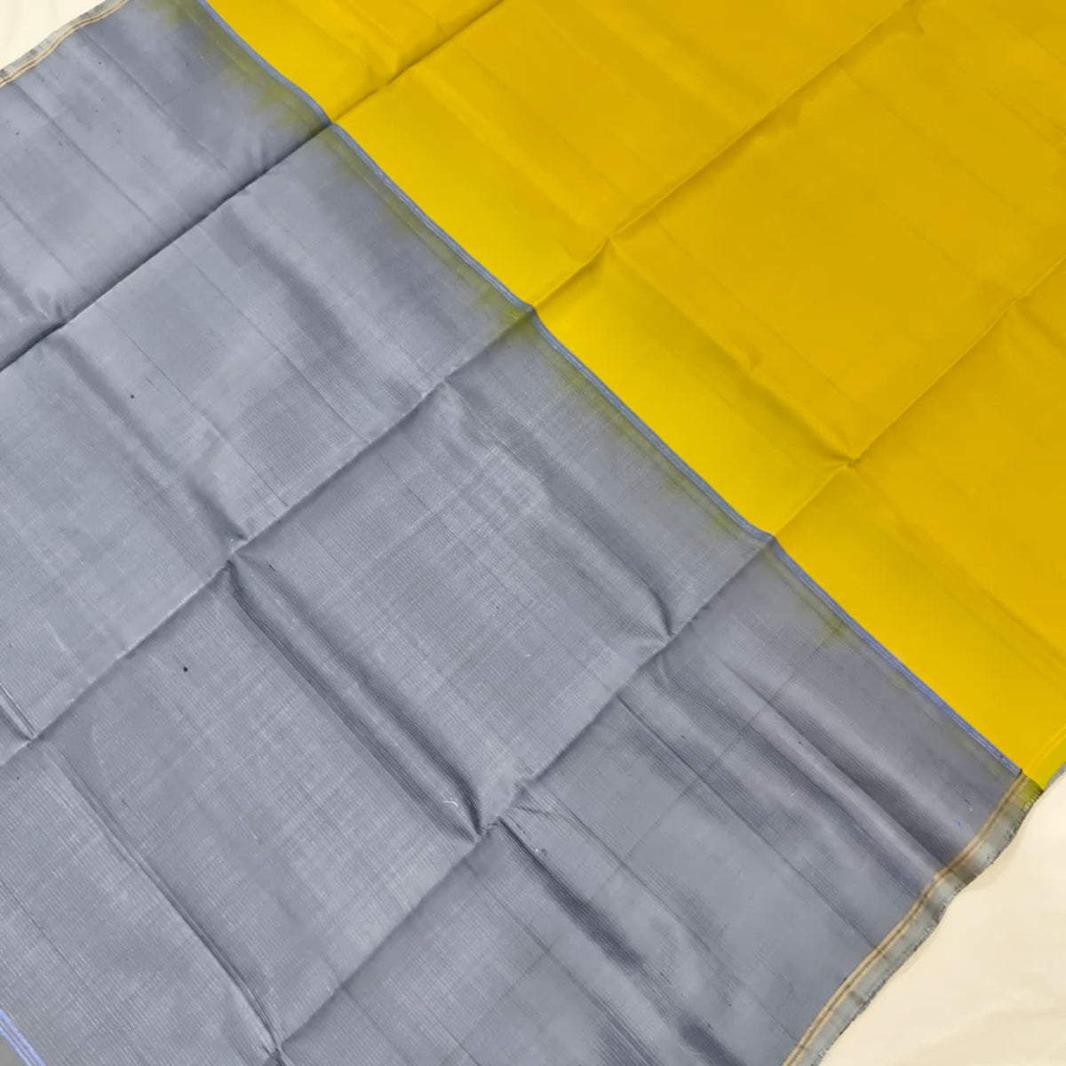 Pure Kanchi Soft Silk Saree – Olive Green and Grey Contrast
