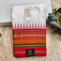 Gadwal Pure Silk Saree – White and Red Contrast
