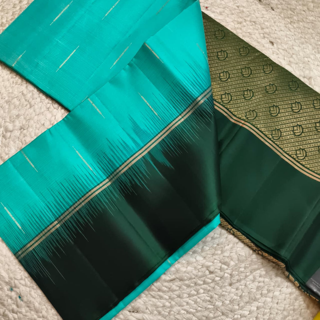 Pure Kanchi Soft Silk Saree – Light Blue and Green