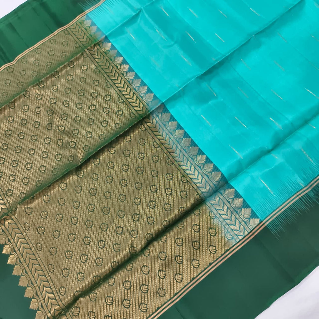 Pure Kanchi Soft Silk Saree – Light Blue and Green