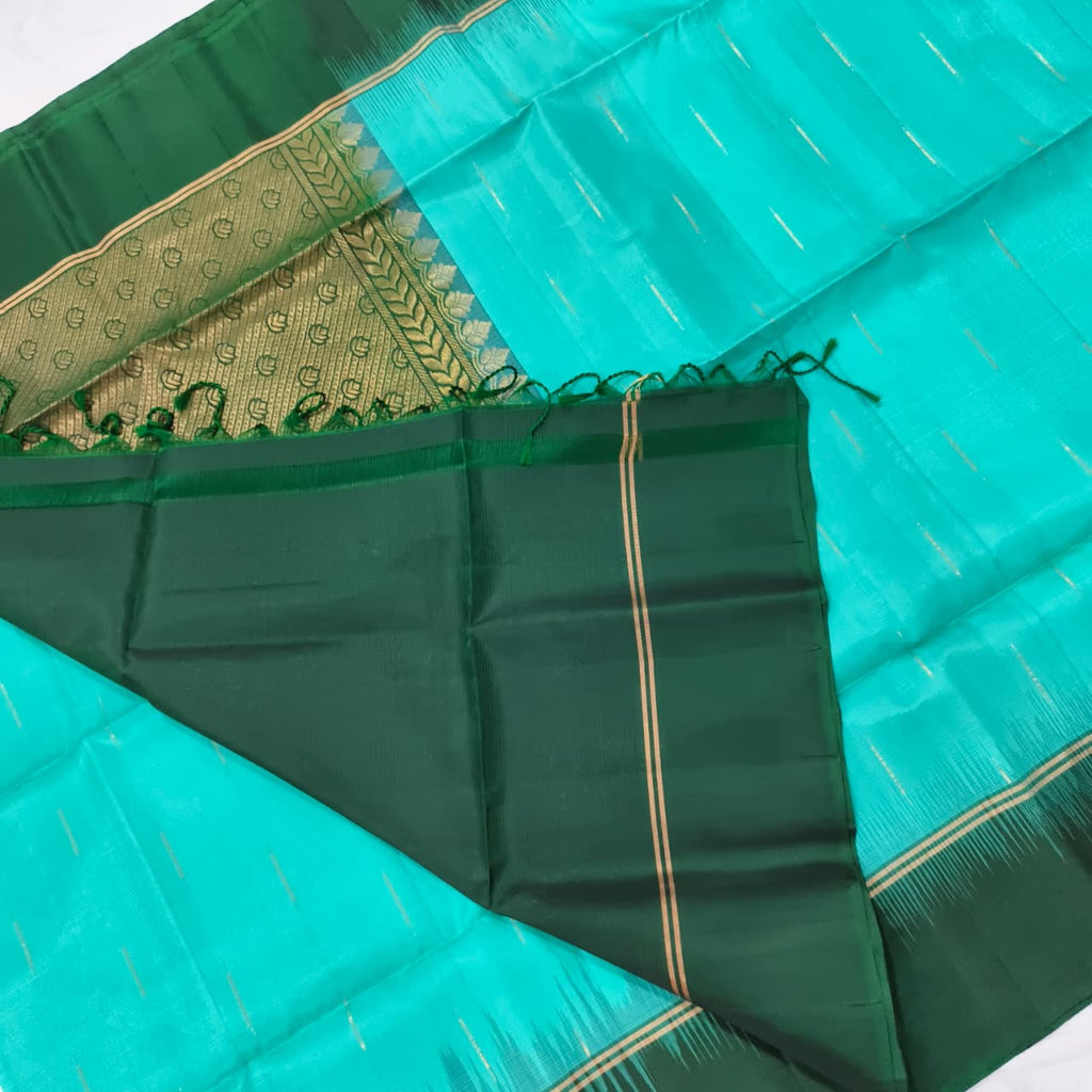 Pure Kanchi Soft Silk Saree – Light Blue and Green