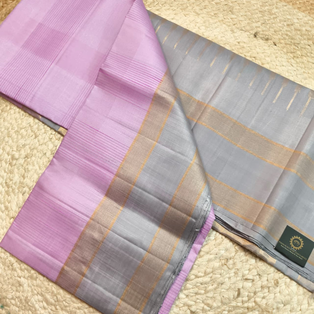 Pure Kanchi Soft Silk Saree – Lavender and Grey