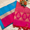 Pure Kanchi Soft Silk Saree – Blue and Rani Pink