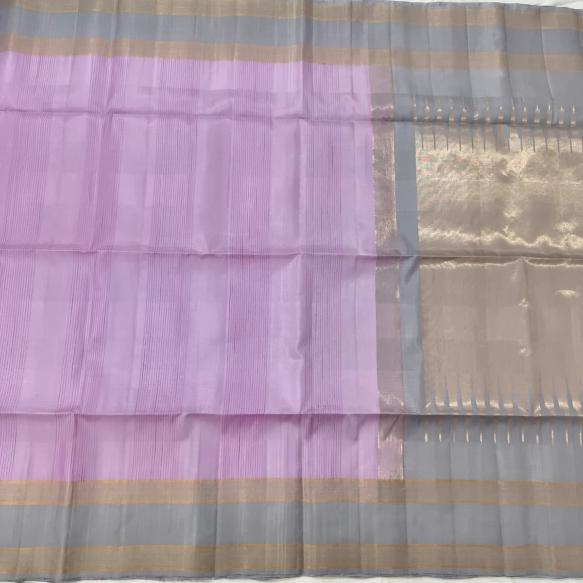 Pure Kanchi Soft Silk Saree – Lavender and Grey