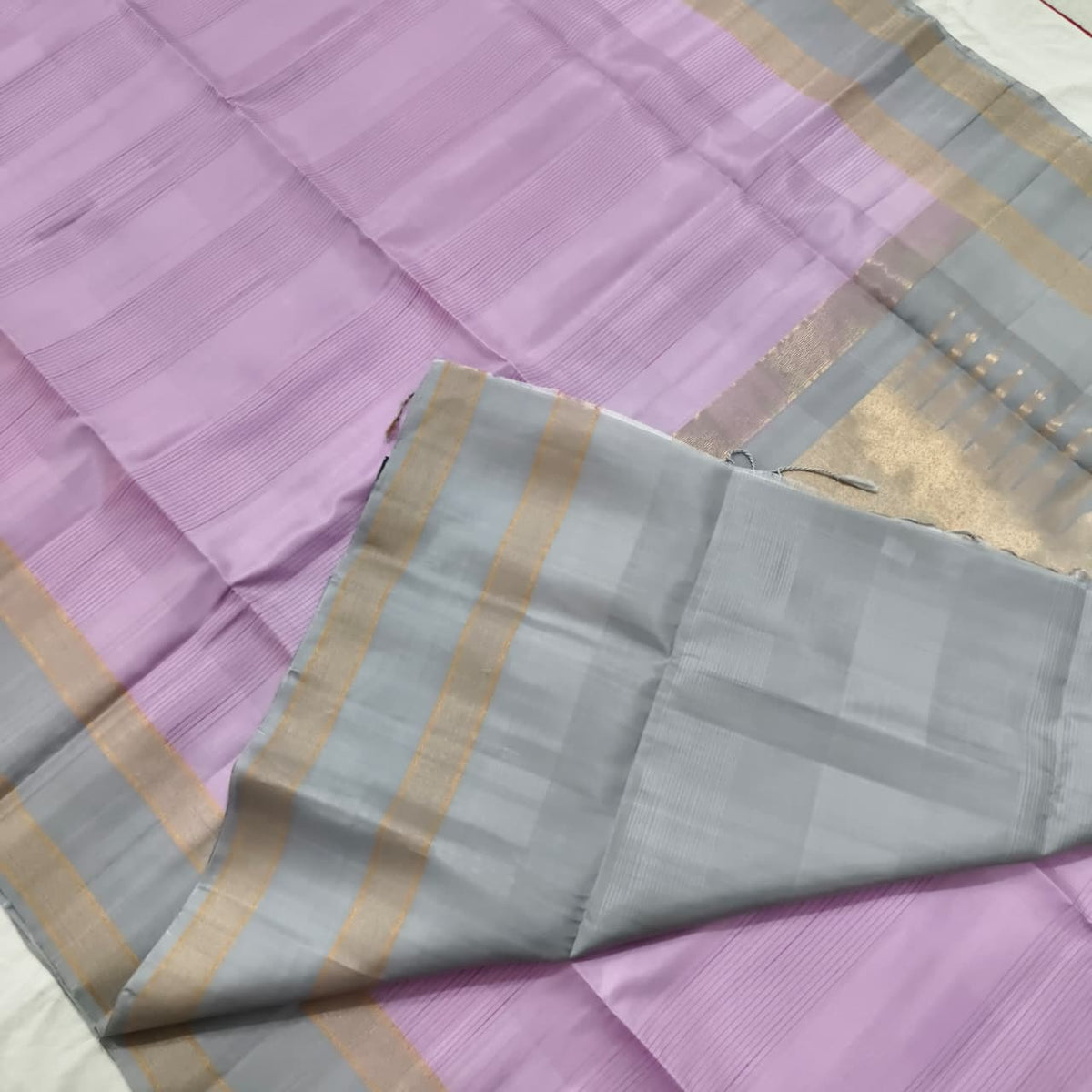 Pure Kanchi Soft Silk Saree – Lavender and Grey