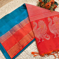 Pure Kanchi Soft Silk Saree – Blue and Orange