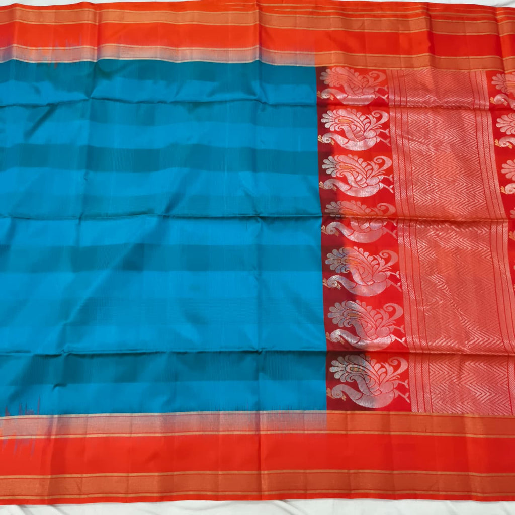 Pure Kanchi Soft Silk Saree – Blue and Orange