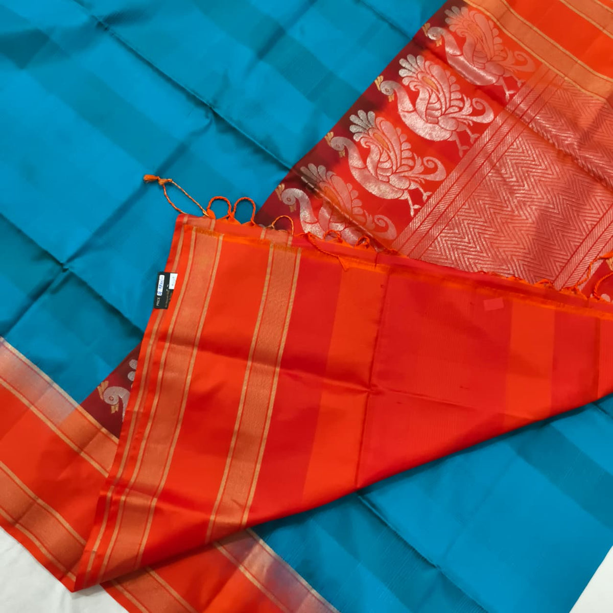 Pure Kanchi Soft Silk Saree – Blue and Orange