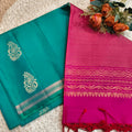 Pure Kanchi Soft Silk Saree – Rama Green and Magenta
