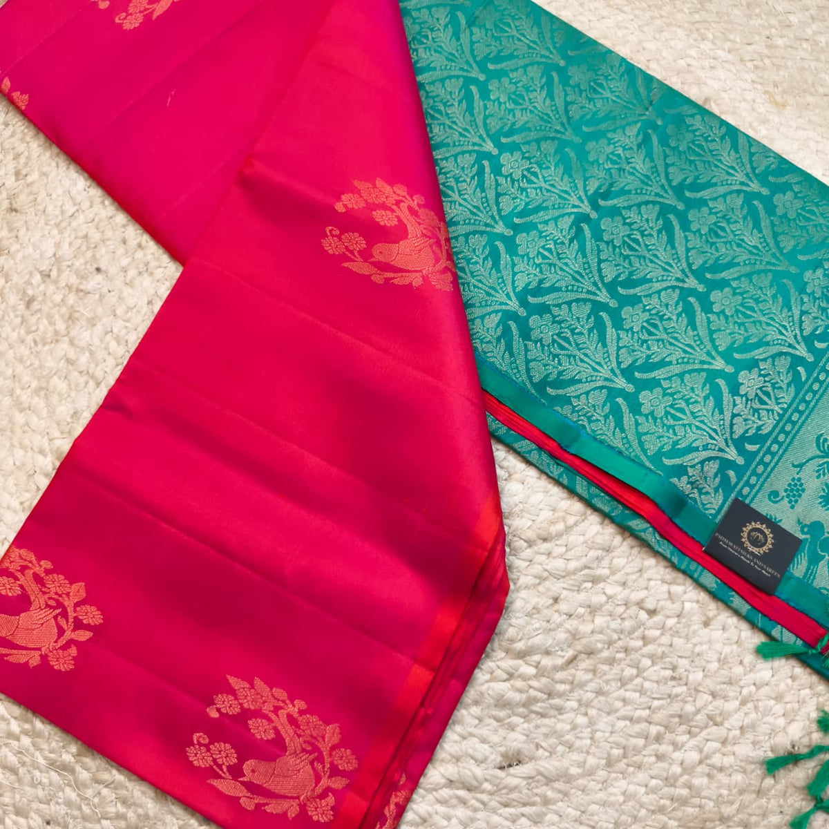 Pure Kanchi Soft Silk Saree – Rani Pink and Rexona Contrast