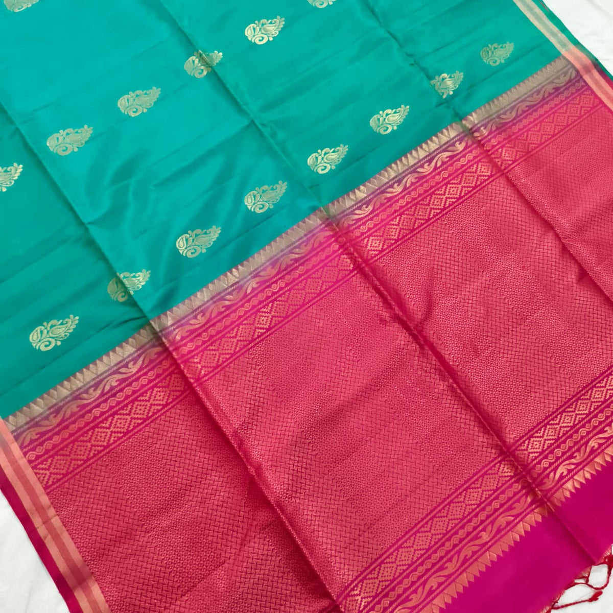 Pure Kanchi Soft Silk Saree – Rama Green and Magenta