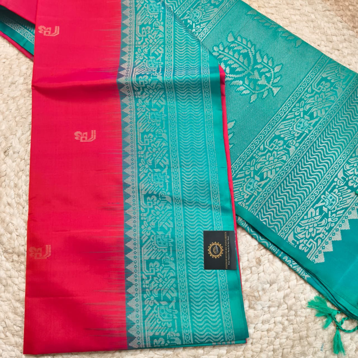 Pure Kanchi Soft Silk Saree – Coral Pink and Rexona Contrast