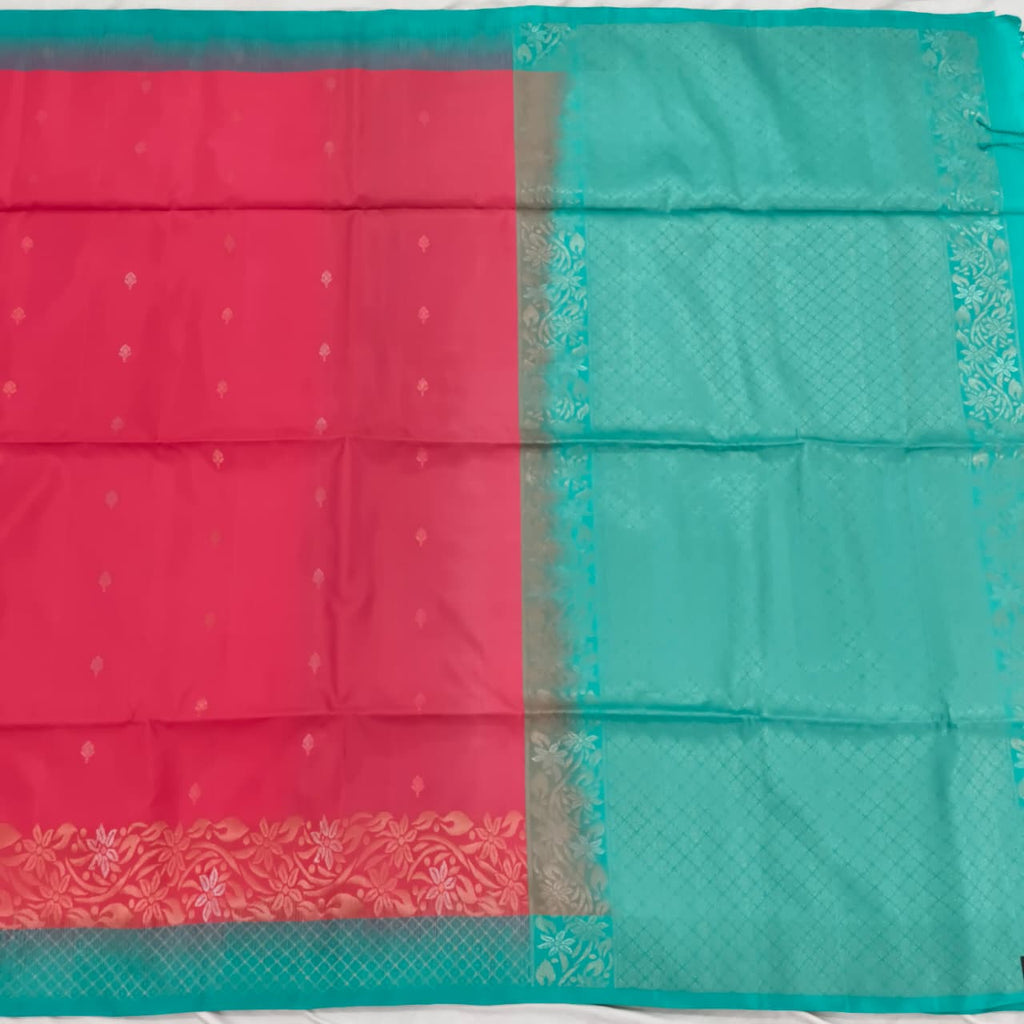 Pure Kanchi Soft Silk Saree – Pink and Light Blue