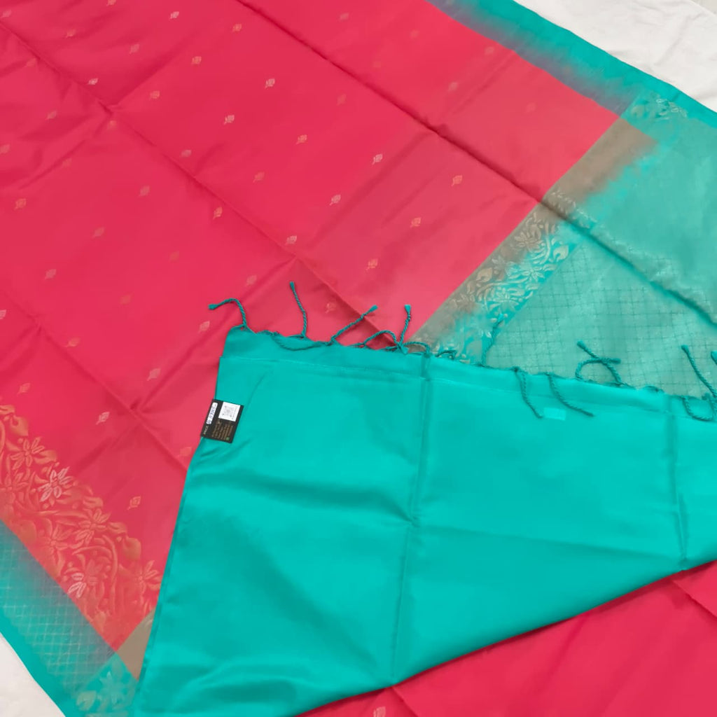 Pure Kanchi Soft Silk Saree – Pink and Light Blue
