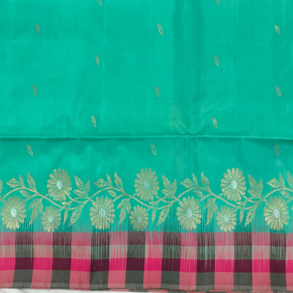 Pure Kanchi Soft Silk Saree – Rexona Green and Grey Contrast