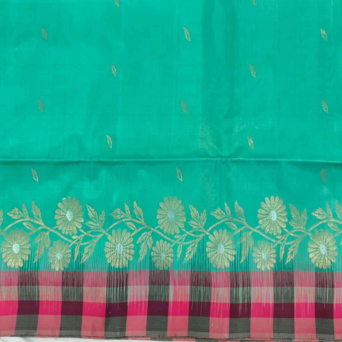 Pure Kanchi Soft Silk Saree – Rexona Green and Grey Contrast