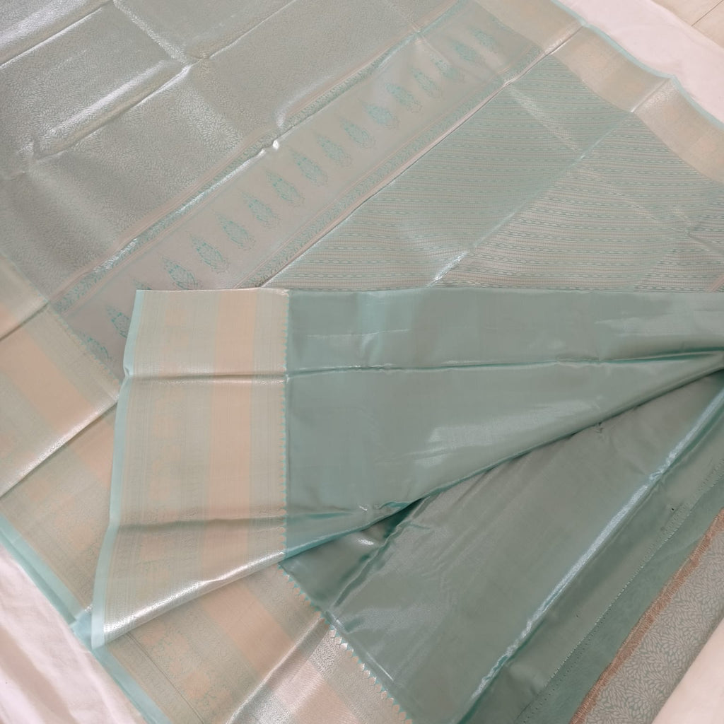 Semi Kanchipuram Tissue Silk Saree- Light Rama Green