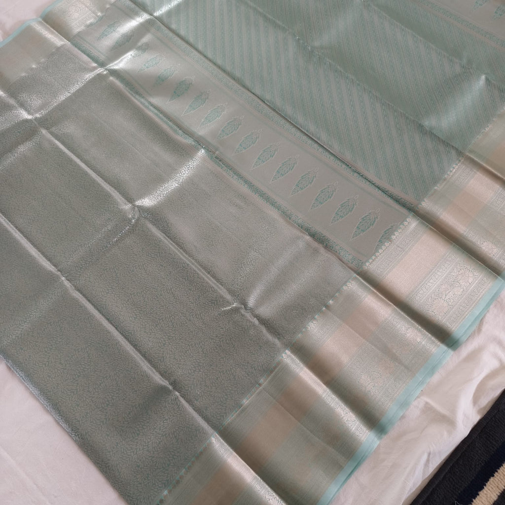 Semi Kanchipuram Tissue Silk Saree- Light Rama Green