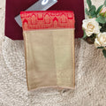 Red and Off White Kanchipuram Brocade Silk Saree