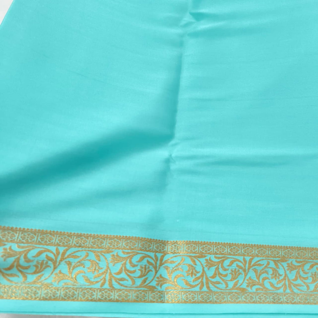 Pure Mysore Crepe Silk Saree – Light Blue (Self) 2