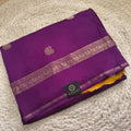 Deep Magenta Viscose Saree with Yellow Contrast blouse
