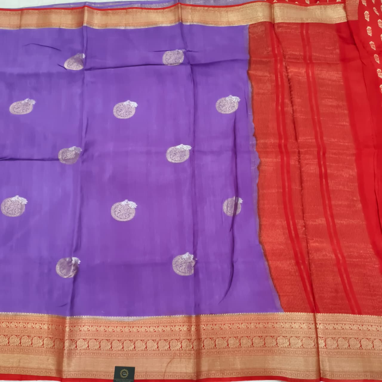 Light Purple Viscose Saree with Red Contrast Border