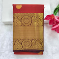 Pure Kanchipuram Silk Saree – Rust Orange and Deep Chocolate Contrast