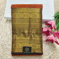 Pure Kanchipuram Silk Saree – Rust Orange and Deep Chocolate with Checks