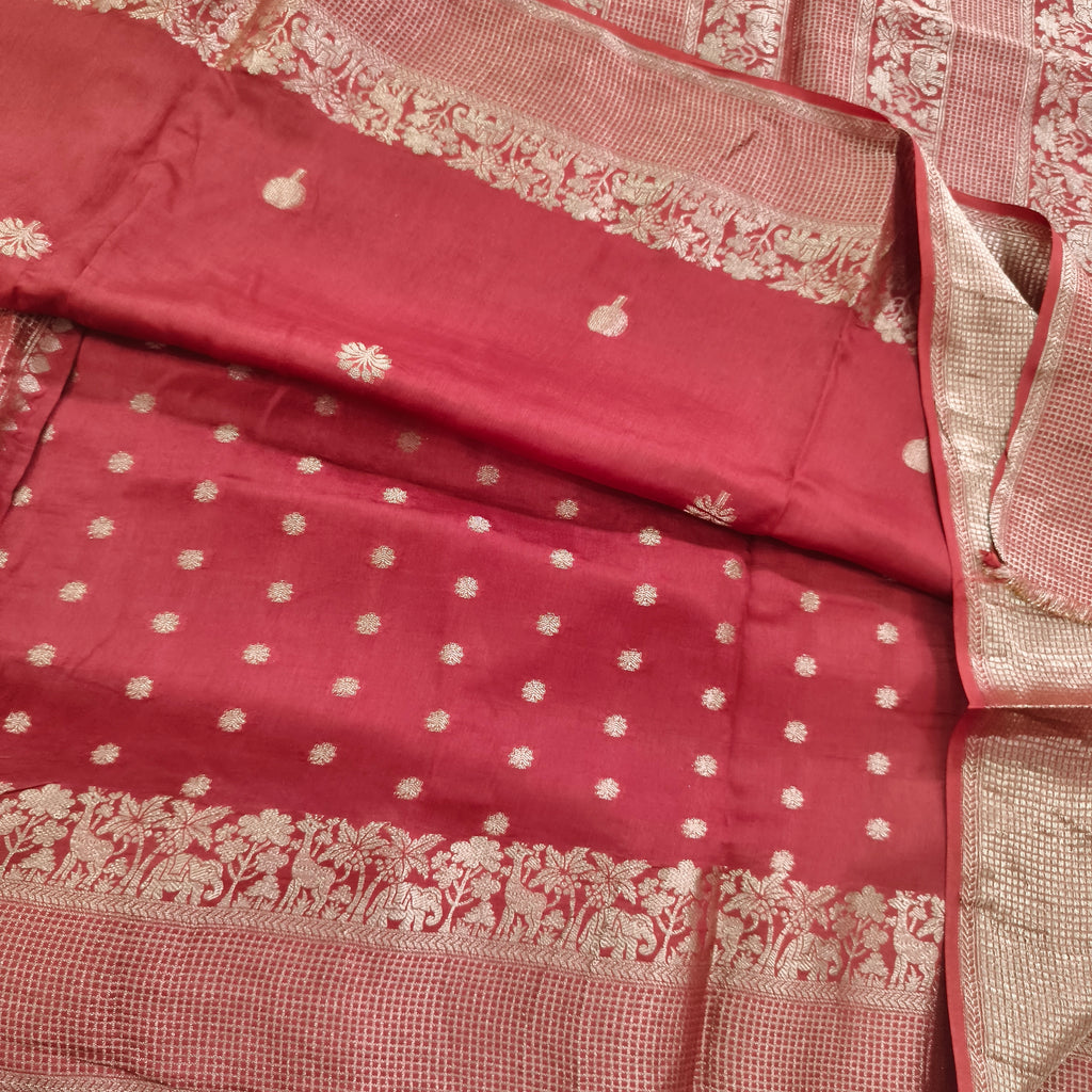 Dola Viscose Saree- Dark Rust Orange