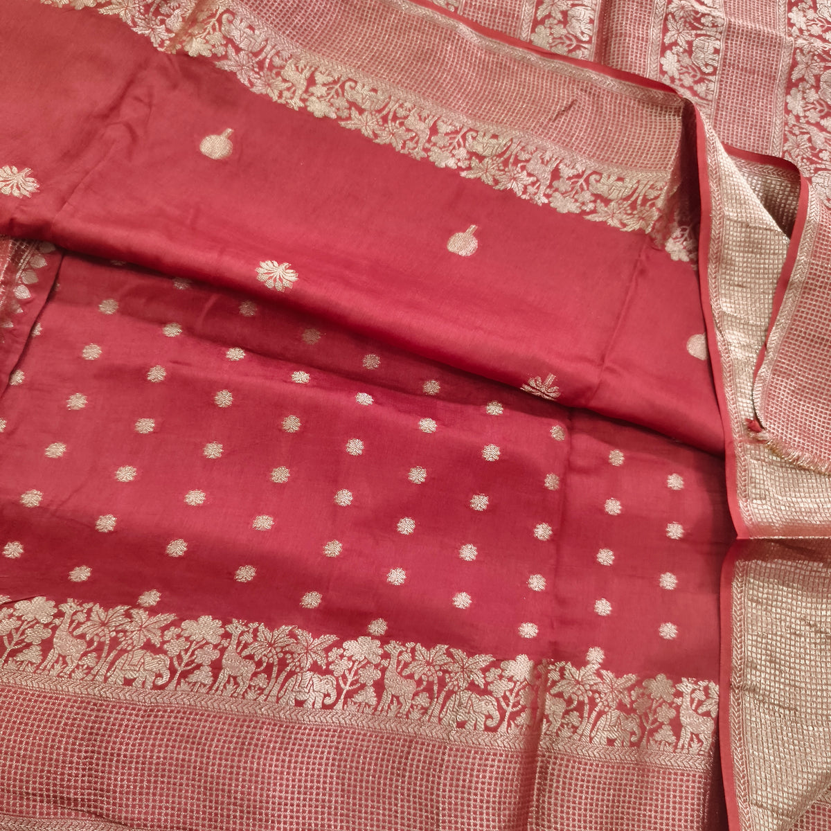 Dola Viscose Saree- Dark Rust Orange