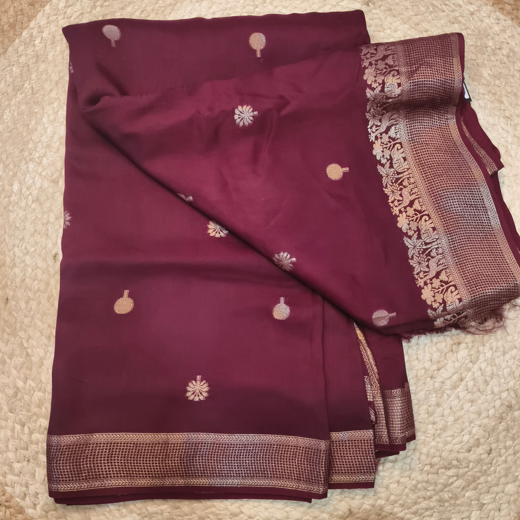 Dola Viscose Saree- Deep Wine