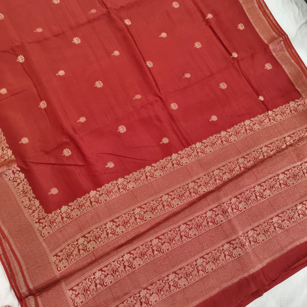 Dola Viscose Saree- Dark Rust Orange