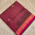 Pure Kanchipuram Silk Saree – Maroon and Rani Pink Contrast
