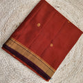 Pure Kanchipuram Handloom Silk Saree – Rust Orange and Deep Maroon Contrast